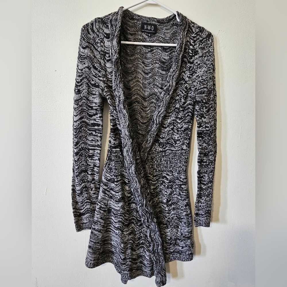 Nwd New Women Design see through sweater long wool knit pull over comfy woman L